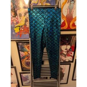 Blackmilk Mermaid Shattered Blue Leggings Sz M